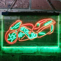 ADVPRO Motorcycle Shop Repair Lover Bar Dual Color LED Neon Sign st6-i3172 - Green & Red