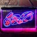 ADVPRO Motorcycle Shop Repair Lover Bar Dual Color LED Neon Sign st6-i3172 - Red & Blue