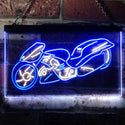 ADVPRO Motorcycle Shop Repair Lover Bar Dual Color LED Neon Sign st6-i3172 - White & Blue