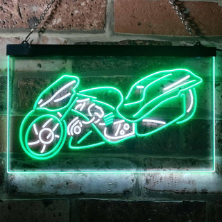 ADVPRO Motorcycle Shop Repair Lover Bar Dual Color LED Neon Sign st6-i3172 - White & Green