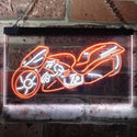 ADVPRO Motorcycle Shop Repair Lover Bar Dual Color LED Neon Sign st6-i3172 - White & Orange