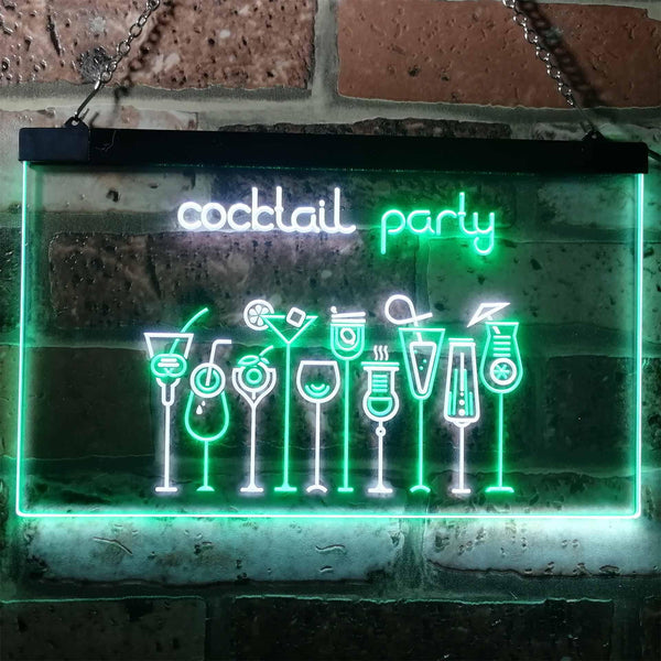 ADVPRO Cocktail Party Home Bar Club Pub Dual Color LED Neon Sign st6-i3175 - White & Green
