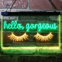 ADVPRO Hello Gorgeous Eyelash Room Display Dual Color LED Neon Sign st6-i3178 - Green & Yellow