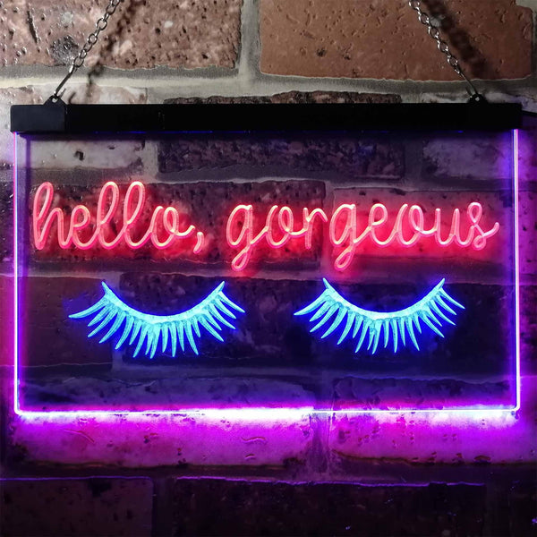 ADVPRO Hello Gorgeous Eyelash Room Display Dual Color LED Neon Sign st6-i3178 - Red & Blue