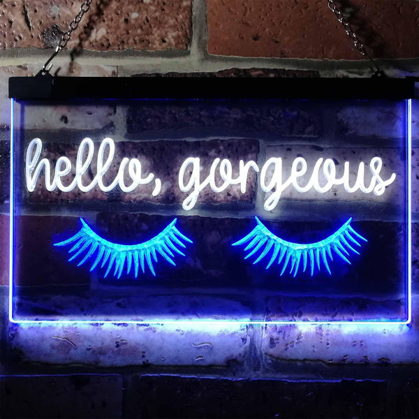 ADVPRO Hello Gorgeous Eyelash Room Display Dual Color LED Neon Sign st6-i3178 - White & Blue