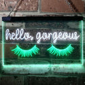 ADVPRO Hello Gorgeous Eyelash Room Display Dual Color LED Neon Sign st6-i3178 - White & Green