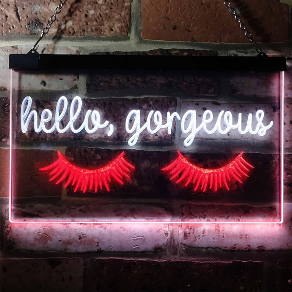 ADVPRO Hello Gorgeous Eyelash Room Display Dual Color LED Neon Sign st6-i3178 - White & Red