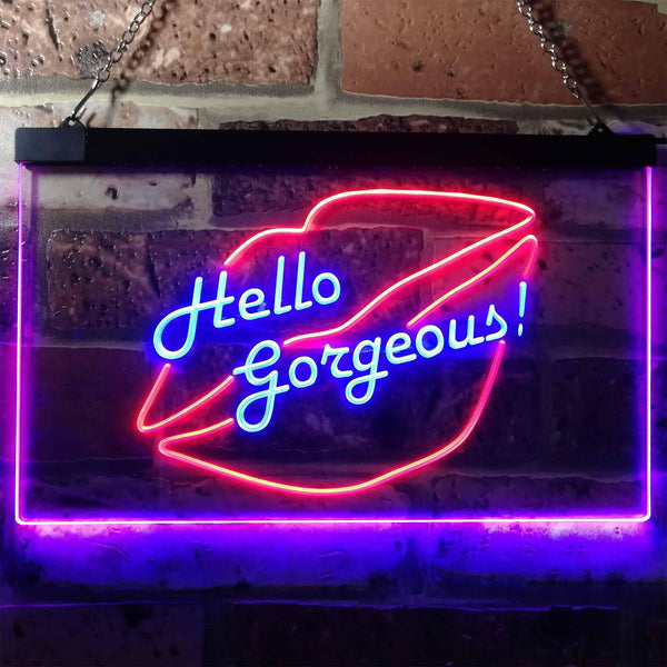 ADVPRO Hello Gorgeous Lips Room Decoration Dual Color LED Neon Sign st6-i3179 - Blue & Red