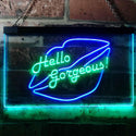 ADVPRO Hello Gorgeous Lips Room Decoration Dual Color LED Neon Sign st6-i3179 - Green & Blue