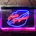 ADVPRO Hello Gorgeous Lips Room Decoration Dual Color LED Neon Sign st6-i3179 - Red & Blue