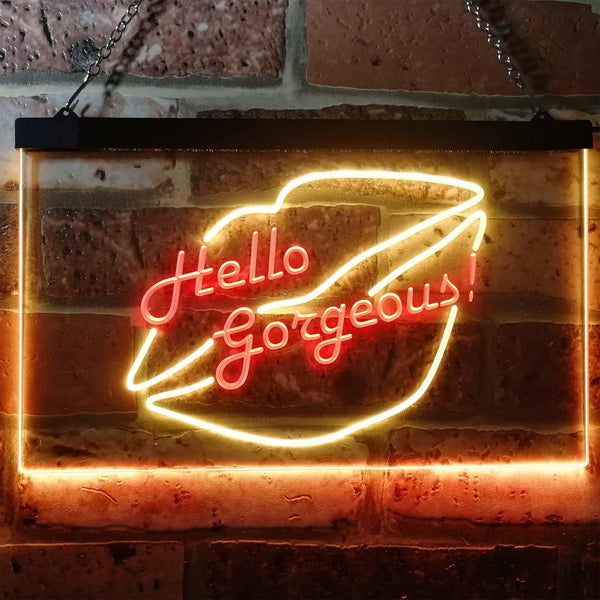 ADVPRO Hello Gorgeous Lips Room Decoration Dual Color LED Neon Sign st6-i3179 - Red & Yellow