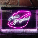 ADVPRO Hello Gorgeous Lips Room Decoration Dual Color LED Neon Sign st6-i3179 - White & Purple