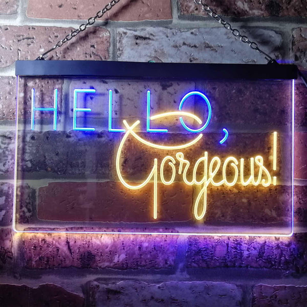 ADVPRO Hello Gorgeous Beauty Display Dual Color LED Neon Sign st6-i3180 - Blue & Yellow