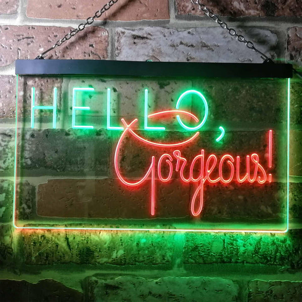 ADVPRO Hello Gorgeous Beauty Display Dual Color LED Neon Sign st6-i3180 - Green & Red