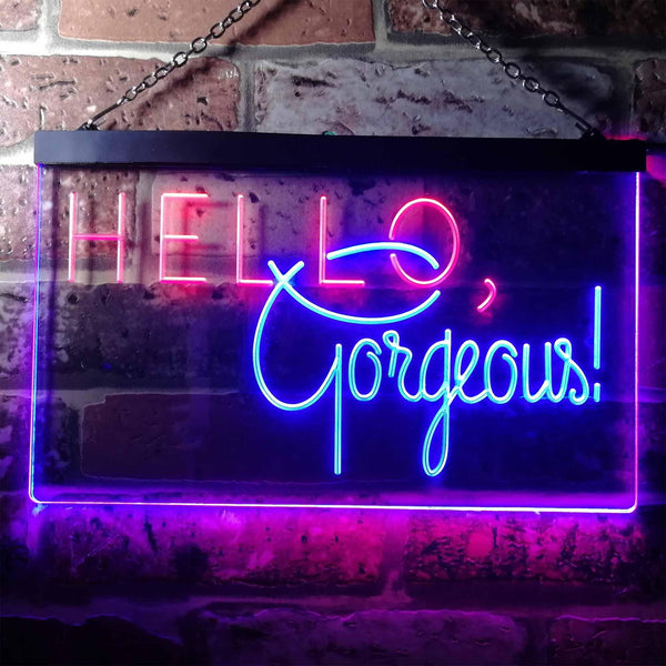 ADVPRO Hello Gorgeous Beauty Display Dual Color LED Neon Sign st6-i3180 - Red & Blue