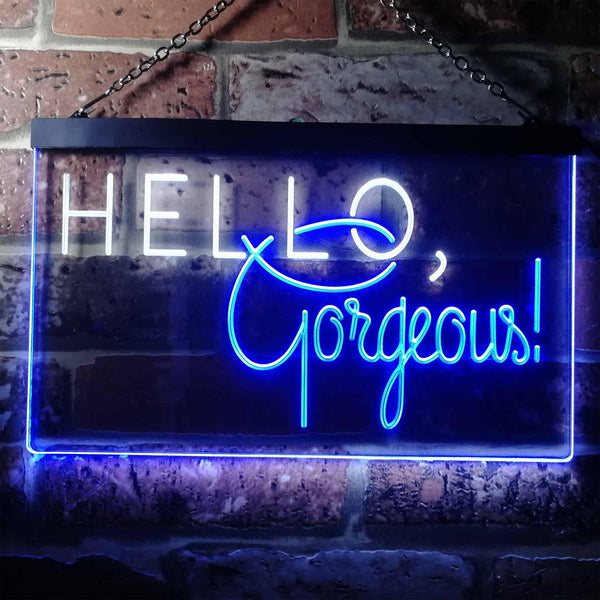 ADVPRO Hello Gorgeous Beauty Display Dual Color LED Neon Sign st6-i3180 - White & Blue