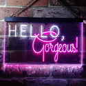 ADVPRO Hello Gorgeous Beauty Display Dual Color LED Neon Sign st6-i3180 - White & Purple