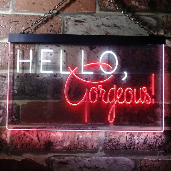 ADVPRO Hello Gorgeous Beauty Display Dual Color LED Neon Sign st6-i3180 - White & Red