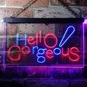 ADVPRO Hello Gorgeous Beauty Shop Dual Color LED Neon Sign st6-i3181 - Blue & Red