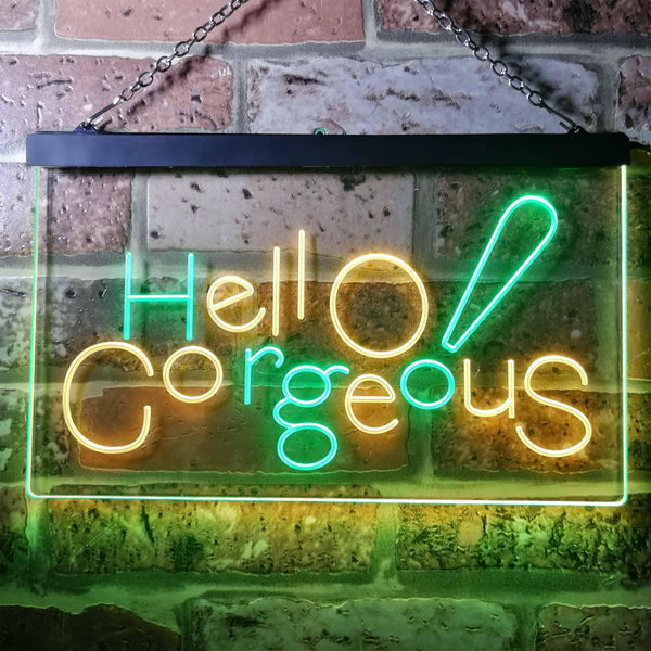 ADVPRO Hello Gorgeous Beauty Shop Dual Color LED Neon Sign st6-i3181 - Green & Yellow