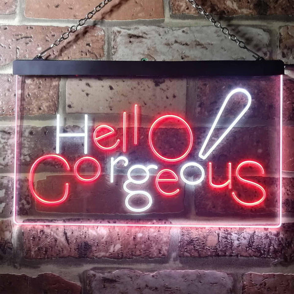 ADVPRO Hello Gorgeous Beauty Shop Dual Color LED Neon Sign st6-i3181 - White & Red