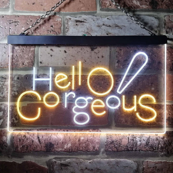 ADVPRO Hello Gorgeous Beauty Shop Dual Color LED Neon Sign st6-i3181 - White & Yellow