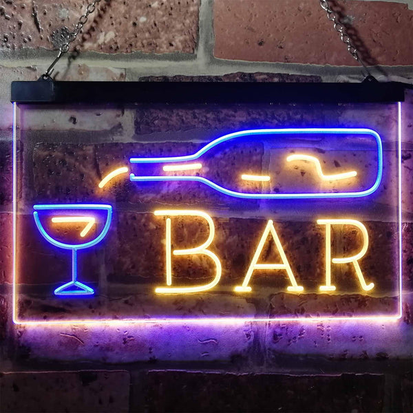 ADVPRO Bar Bottle Glass Display Open Home Decoration Dual Color LED Neon Sign st6-i3182 - Blue & Yellow