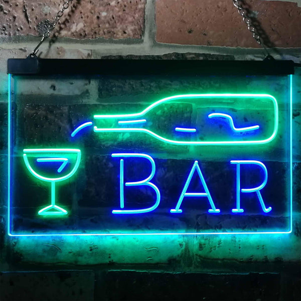 ADVPRO Bar Bottle Glass Display Open Home Decoration Dual Color LED Neon Sign st6-i3182 - Green & Blue
