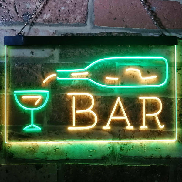 ADVPRO Bar Bottle Glass Display Open Home Decoration Dual Color LED Neon Sign st6-i3182 - Green & Yellow