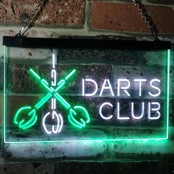 ADVPRO Dart Clubs Bar Pub VIP Open Dual Color LED Neon Sign st6-i3185 - White & Green