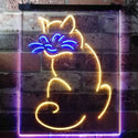ADVPRO Cat Kitten Lover Pet Shop Grooming Night Light  Dual Color LED Neon Sign st6-i3186 - Blue & Yellow