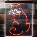 ADVPRO Cat Kitten Lover Pet Shop Grooming Night Light  Dual Color LED Neon Sign st6-i3186 - White & Orange