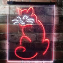 ADVPRO Cat Kitten Lover Pet Shop Grooming Night Light  Dual Color LED Neon Sign st6-i3186 - White & Red