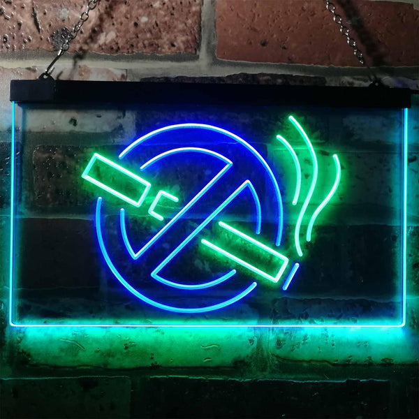 ADVPRO No Smoking Non Smoke Warning Shop Restaurant Dual Color LED Neon Sign st6-i3189 - Green & Blue