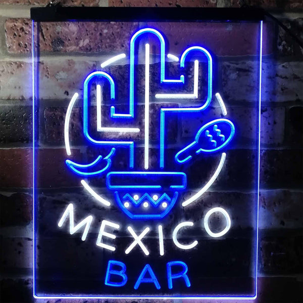 ADVPRO Mexico Bar Cactus Display Restaurant Open  Dual Color LED Neon Sign st6-i3190 - White & Blue