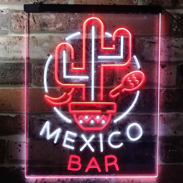 ADVPRO Mexico Bar Cactus Display Restaurant Open  Dual Color LED Neon Sign st6-i3190 - White & Red