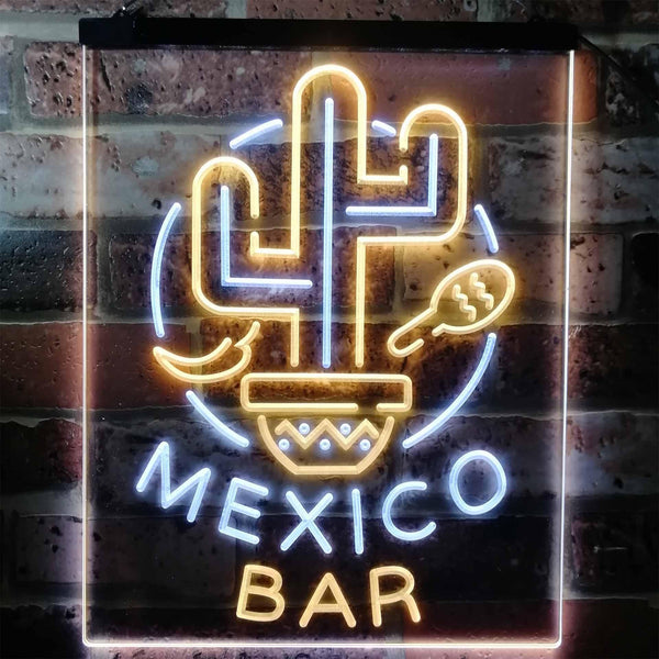 ADVPRO Mexico Bar Cactus Display Restaurant Open  Dual Color LED Neon Sign st6-i3190 - White & Yellow