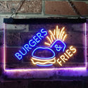 ADVPRO Burgers & Fries Fast Food Open Shop Dual Color LED Neon Sign st6-i3192 - Blue & Yellow