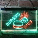 ADVPRO Burgers & Fries Fast Food Open Shop Dual Color LED Neon Sign st6-i3192 - Green & Red