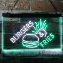 ADVPRO Burgers & Fries Fast Food Open Shop Dual Color LED Neon Sign st6-i3192 - White & Green