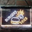 ADVPRO Burgers & Fries Fast Food Open Shop Dual Color LED Neon Sign st6-i3192 - White & Yellow