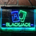 ADVPRO Black Jack Casino Poker Room Man Cave Dual Color LED Neon Sign st6-i3194 - Green & Blue