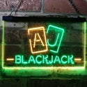 ADVPRO Black Jack Casino Poker Room Man Cave Dual Color LED Neon Sign st6-i3194 - Green & Yellow