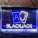 ADVPRO Black Jack Casino Poker Room Man Cave Dual Color LED Neon Sign st6-i3194 - White & Blue
