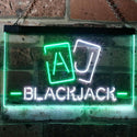 ADVPRO Black Jack Casino Poker Room Man Cave Dual Color LED Neon Sign st6-i3194 - White & Green