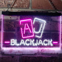 ADVPRO Black Jack Casino Poker Room Man Cave Dual Color LED Neon Sign st6-i3194 - White & Purple