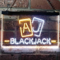 ADVPRO Black Jack Casino Poker Room Man Cave Dual Color LED Neon Sign st6-i3194 - White & Yellow