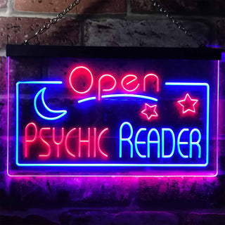 ADVPRO Psychic Reader Open Moon Star Room Decor Dual Color LED Neon Sign st6-i3204 - Blue & Red