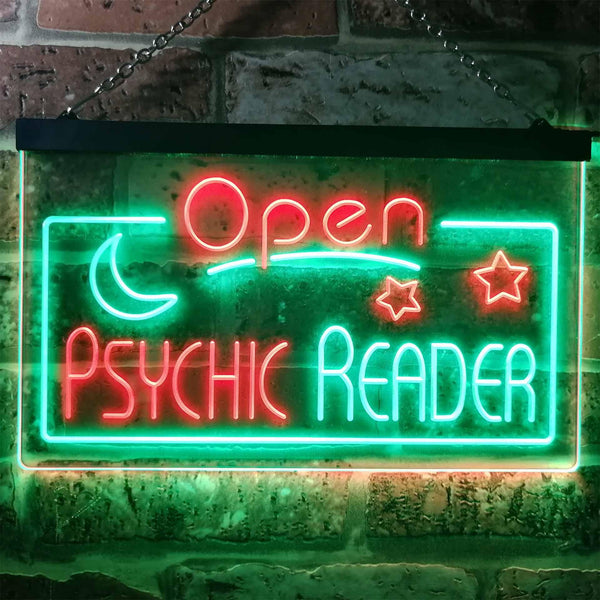 ADVPRO Psychic Reader Open Moon Star Room Decor Dual Color LED Neon Sign st6-i3204 - Green & Red