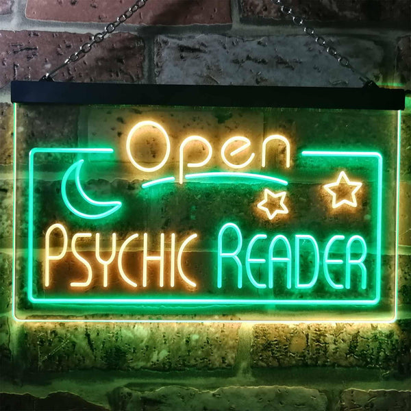 ADVPRO Psychic Reader Open Moon Star Room Decor Dual Color LED Neon Sign st6-i3204 - Green & Yellow